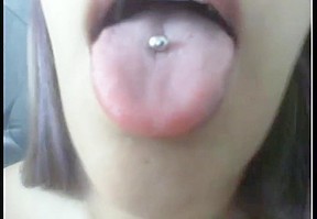 Sexy latina pierced tongue long nails...