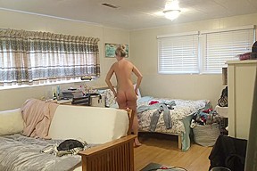 Gorgeous Tattoed Sister Busted Getting Dressed In Bedroom After Shower...