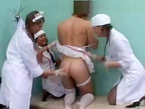 Three nasty nurses trampling feet worship