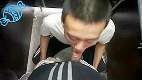 Chinese boy blowjob and cumshot toilet...