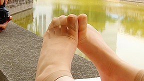 Nylon feet in the park...