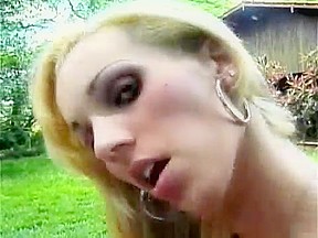 Blonde tgirl drills a chap outside...