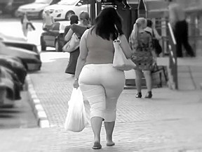 Curvy latina in white pants...