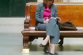 Candid shoeplay seated dipping at trian...