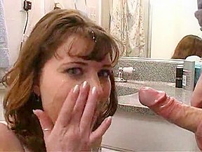 Dilettante facial in washroom...