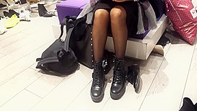 Gfs boot shopping pantyhosed legs feets...