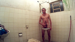 Brazilian men jerking in shower wearing...