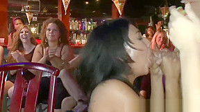 Aroused party babes deepthroat huge...
