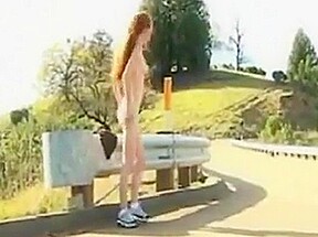 Public jogging redhead...