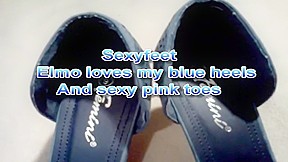 Elmo loves my blue heels...