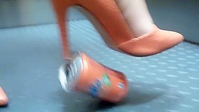 Orange pumps and barefoot...