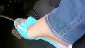 Sexy blue heels pedal pumping...