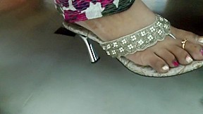 Silver thong sandals...