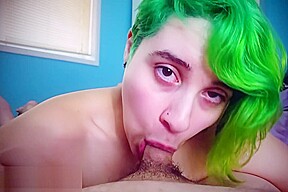 Green haired pawg sucking your tiny...