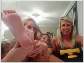 Girls show sexy feet on webcam...