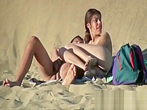 Voyeur nude on secluded beach drilling...