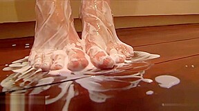 Curvy Brunette Rips Her Nylon Pantyhose And Creams Her Sexy Feet And Wet Pussy...