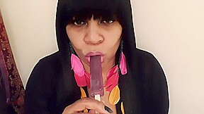 Grape popsicle sucking and licking...