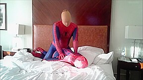 Spiderman humped by stocking faced spiderman...