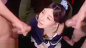 Japanese Schoolgirl Double Cumshot On Pretty Face...