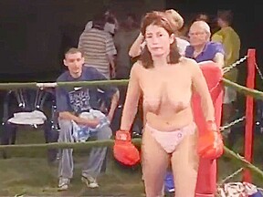 Outdoor topless boxing babes...
