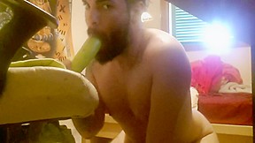 Old sucking trainer video with cucumber...