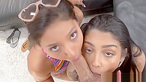 Two Hot Step Daughters Giving Dad A Blowjob...