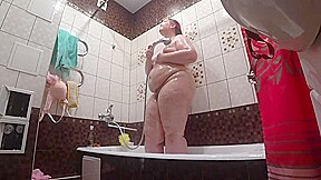 Lesbian Has Installed Bathroom At His Girlfriend Peeping Behind A Bbw With A Big Ass Shower Voyeur...