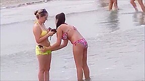 Pretty Bikini Girl At Beach...