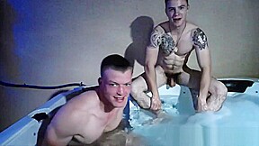 Jax and ryker hot tub...