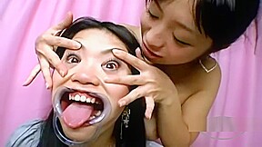 Asian girl gag in mouth hooks...