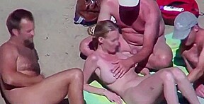 Beautiful Bitch Groped By His Husband And Strangers At Beach...