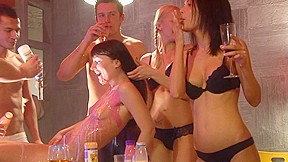 College fuckfest with gal poured with liquor and group screwed