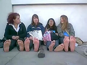 Four pairs of stinky college feet...