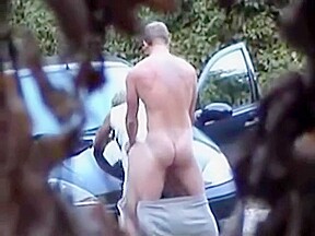French couple gets caught fucking their car woods...