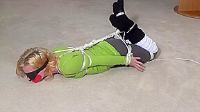 Hogtied, gagged, blindfolded and vibed in yoga pants