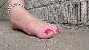 Outdoor candid flip flop barefoot ant...