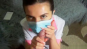 Nurse Gives Blowjob Through Two Masks