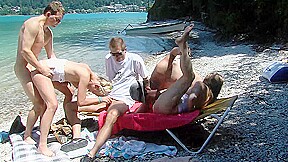 Public family therapy beach orgy...