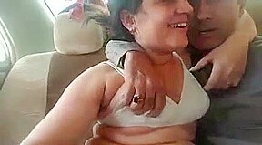 Pakistani couple boob suck in car