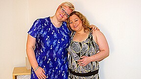 Two chubby mature lesbians go at...