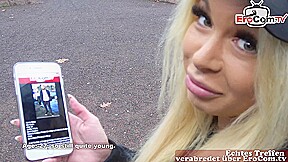 german blonde fitness babe pick up a student for porn casting and he fail - very