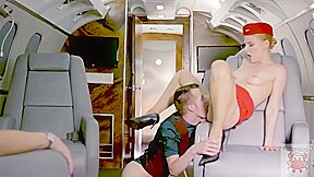 Blonde flight attendant have sex with...
