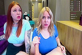Two girls suck a guys dick...