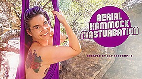 Cat asstrophe in aerial hammock masturbation...