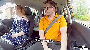 Curvy ginger publicly riding british driving teacher in car3