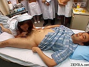 Japanese Hospital Nurse Training Day Milking Patient...