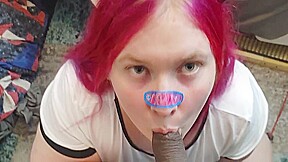 Cute catgirl gets cumshot from pov...