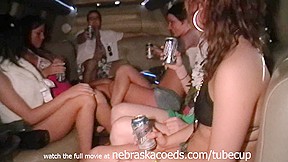 Party girls getting limo break...
