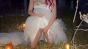Bride With Pink Hair Masturbates In The Cemetery